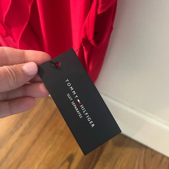 Tommy Hilfiger Red Ruffled Flutter Sleeve Blouse - Picture 4 of 4